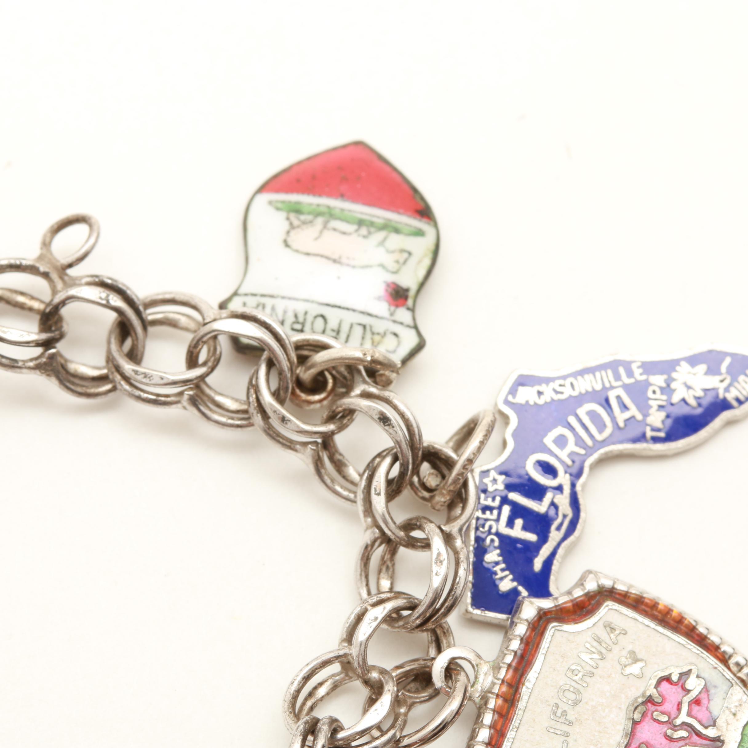 Sterling Silver Charm Bracelet Including Disney Charms