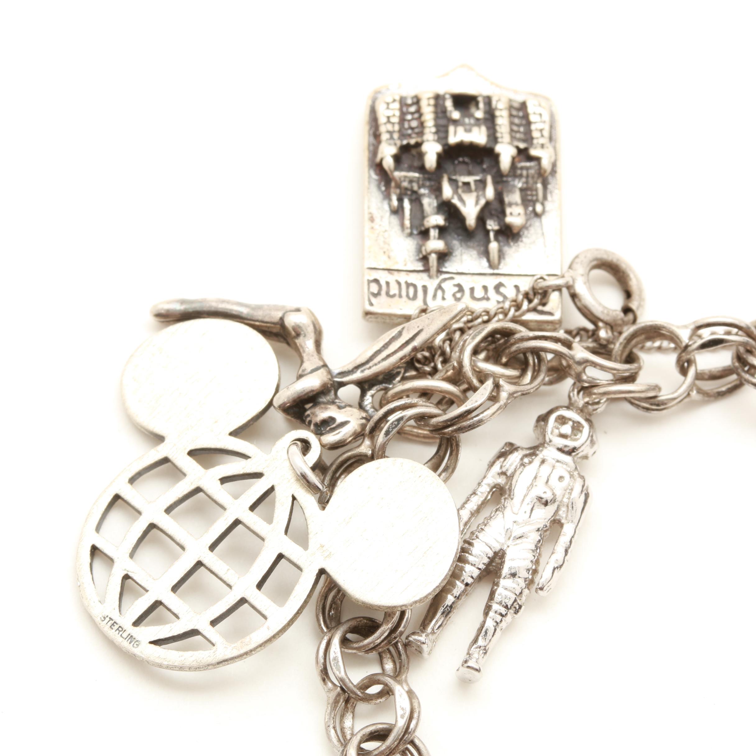 Sterling Silver Charm Bracelet Including Disney Charms