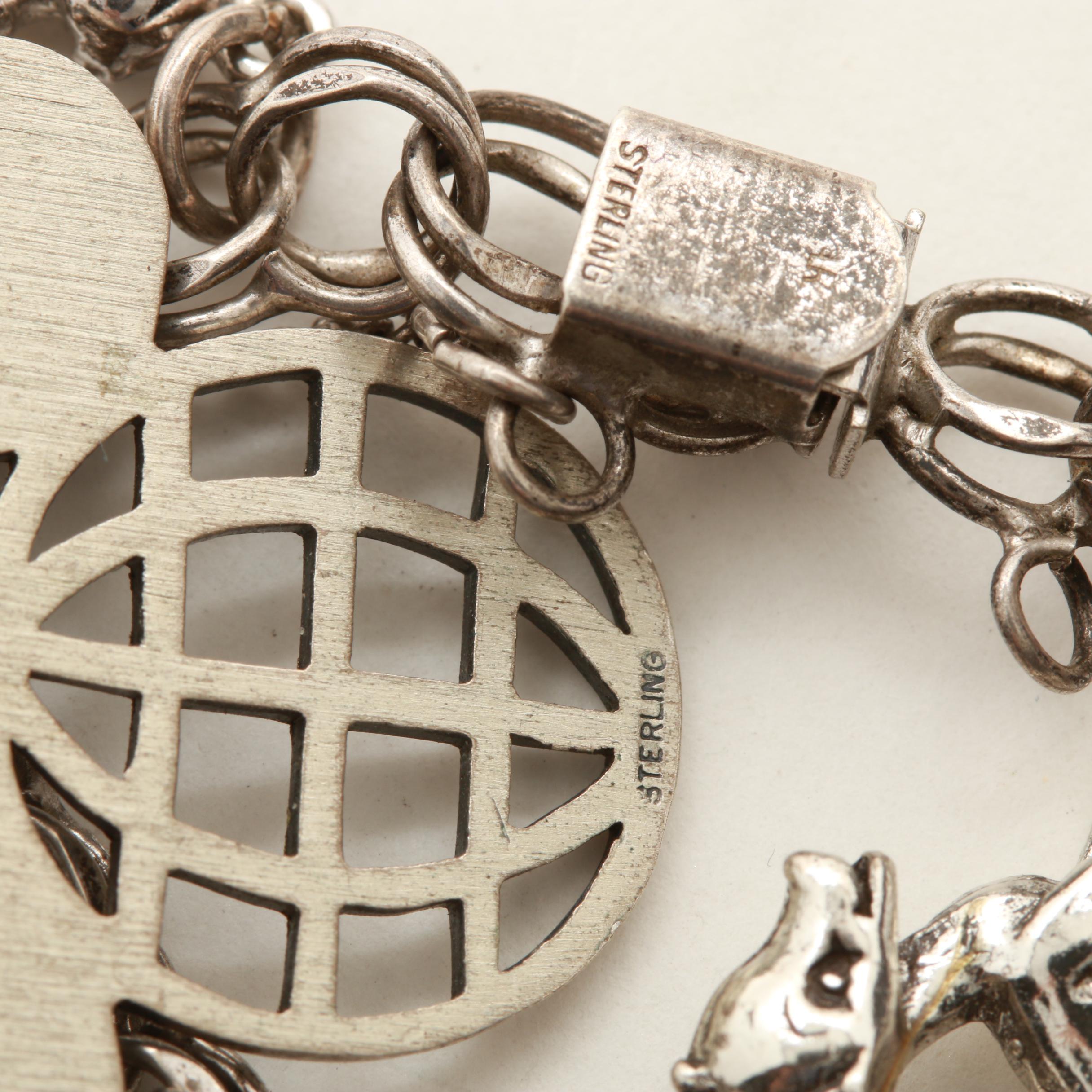 Sterling Silver Charm Bracelet Including Disney Charms