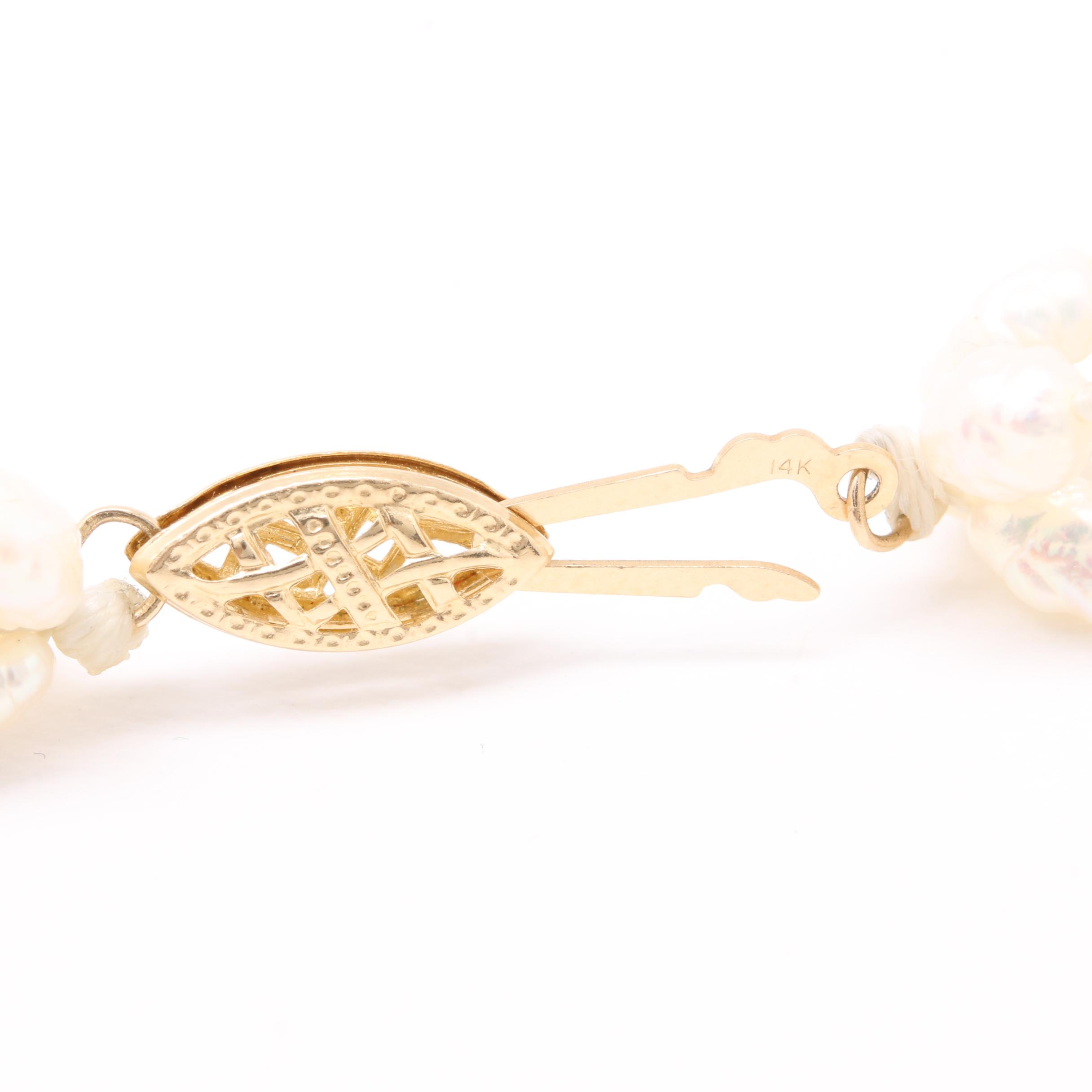 14K Yellow Gold Cultured Pearl Necklace