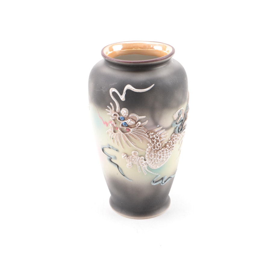 Nippon Moriage Flying Dragon Porcelain Vase