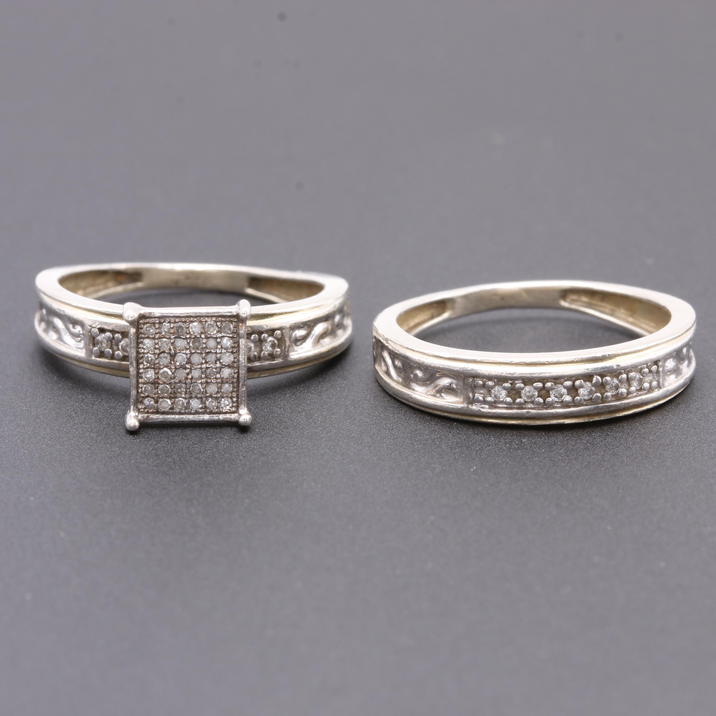 Sterling Silver Diamond Ring Set