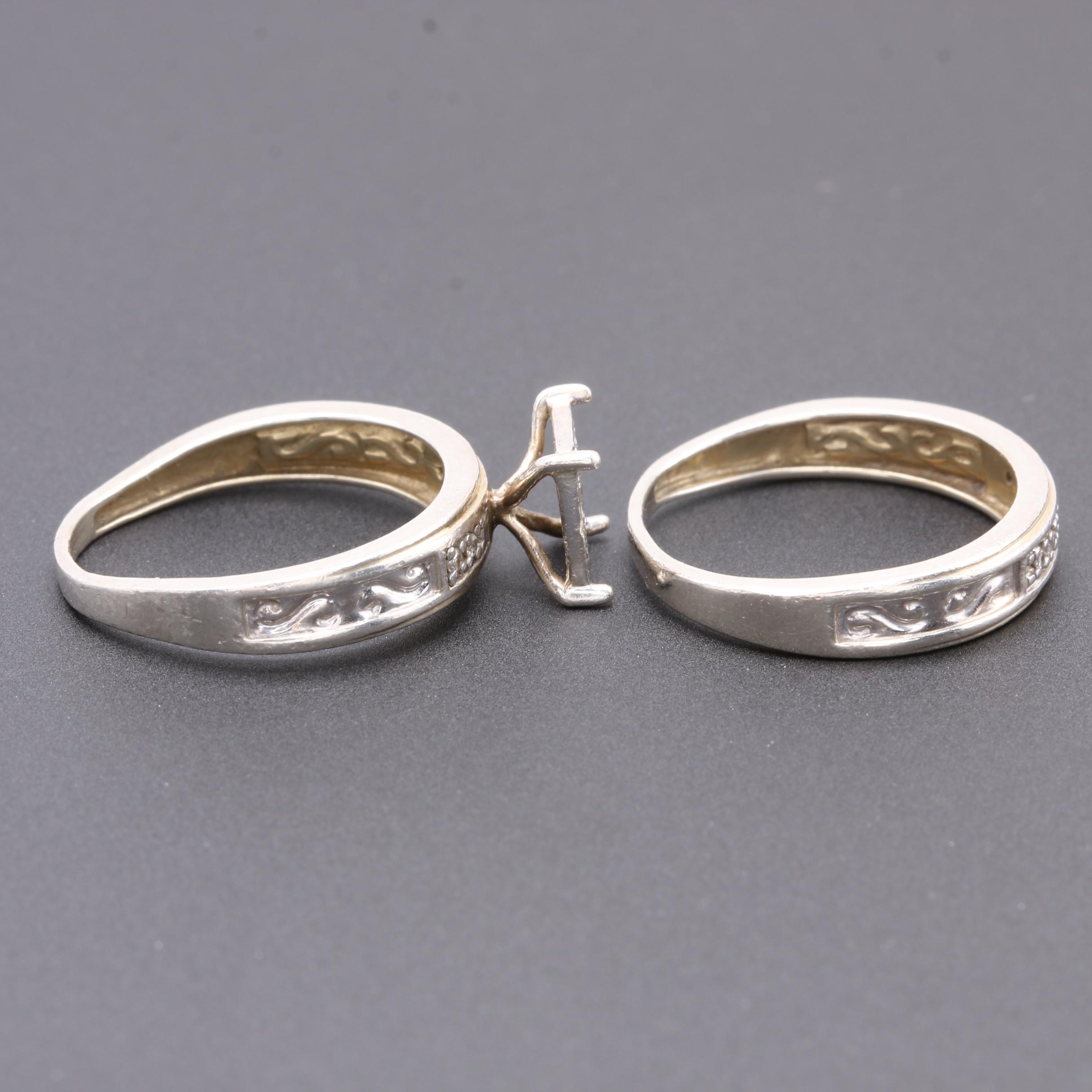 Sterling Silver Diamond Ring Set
