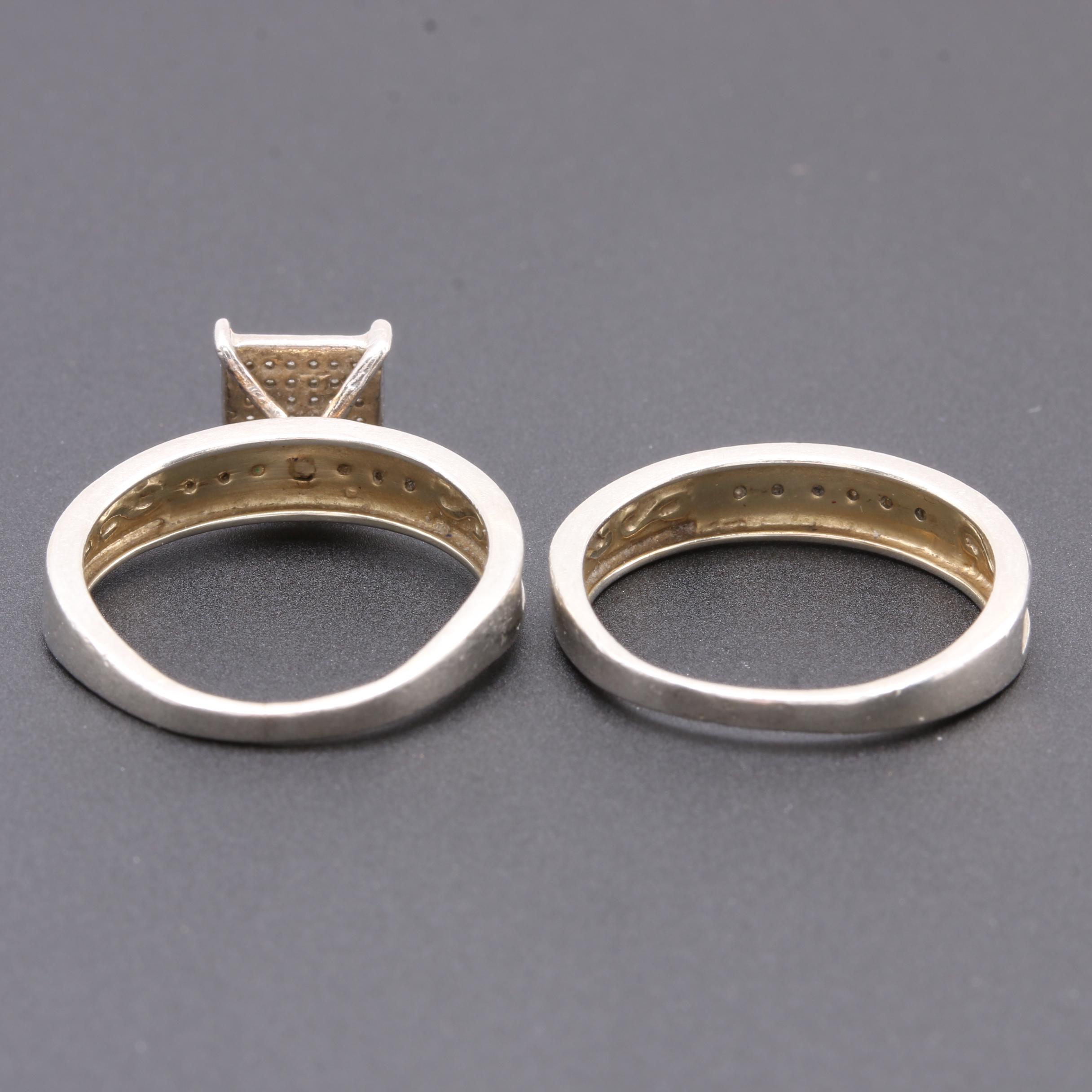 Sterling Silver Diamond Ring Set