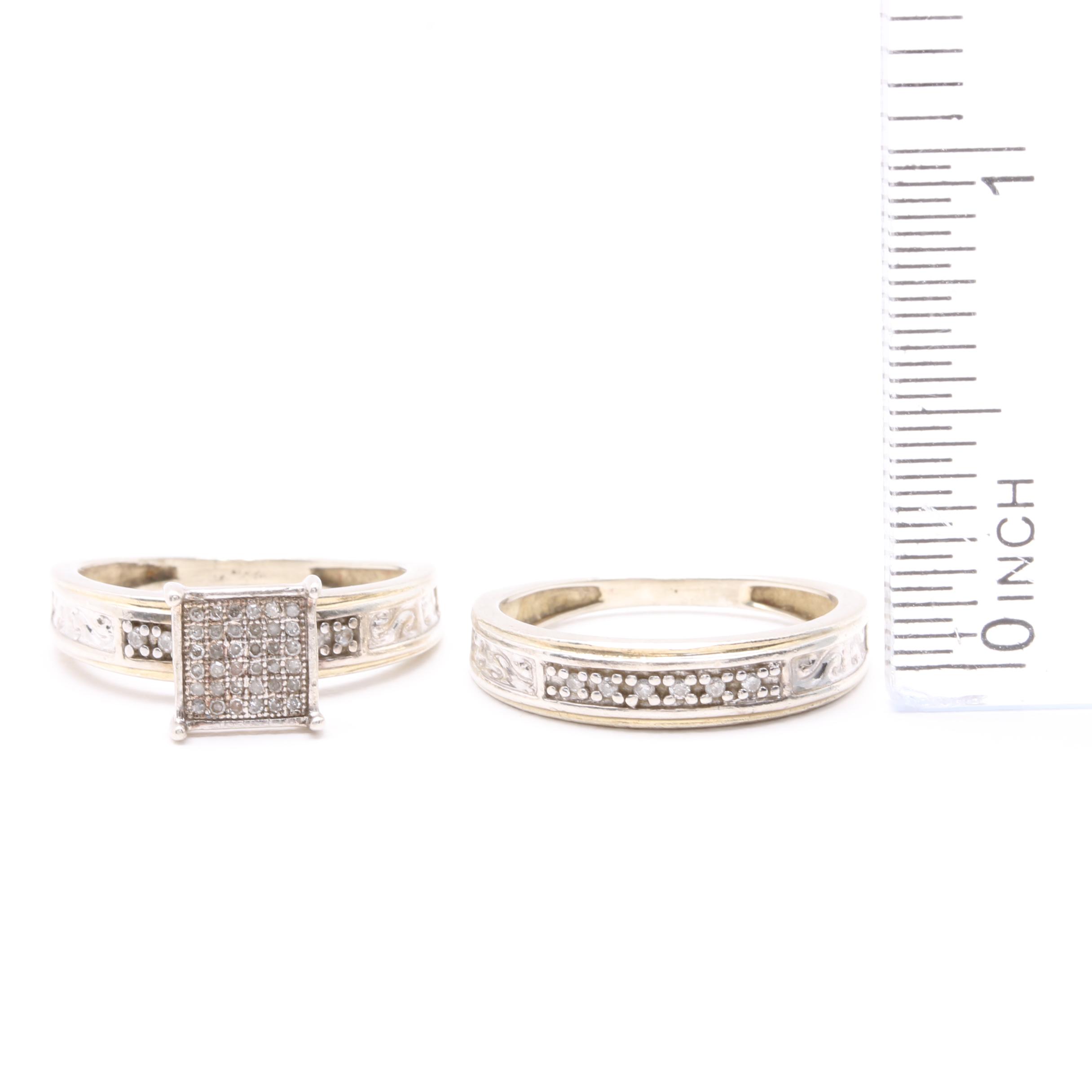 Sterling Silver Diamond Ring Set