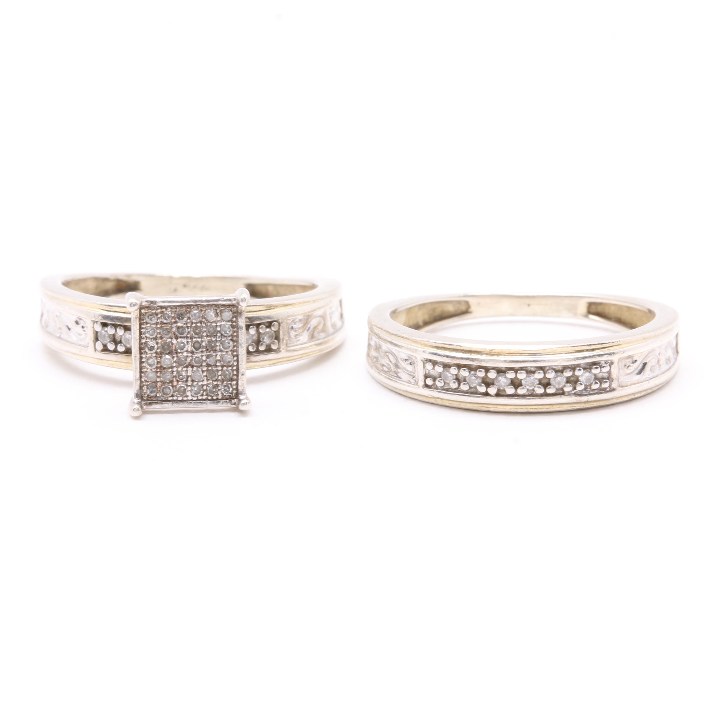 Sterling Silver Diamond Ring Set