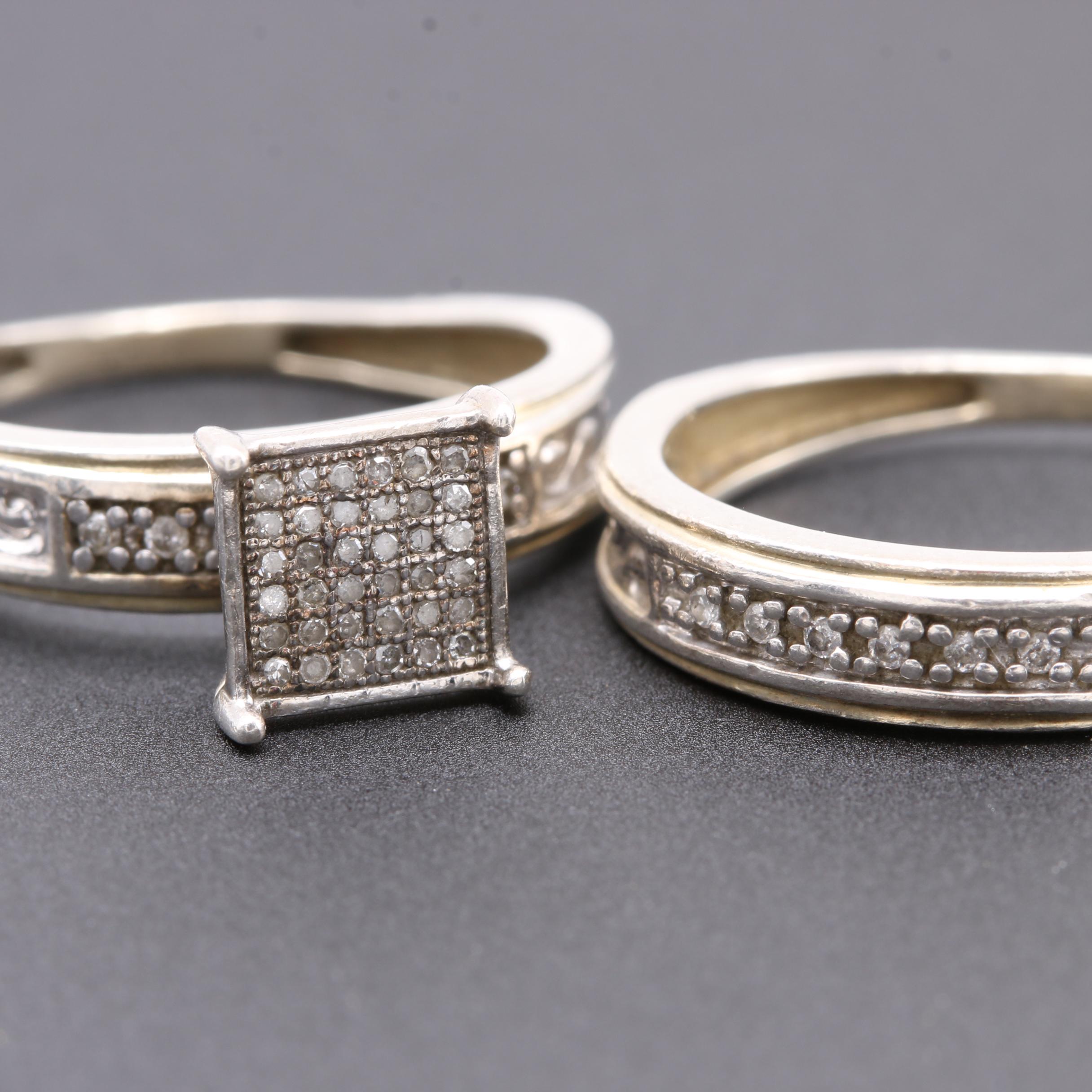 Sterling Silver Diamond Ring Set