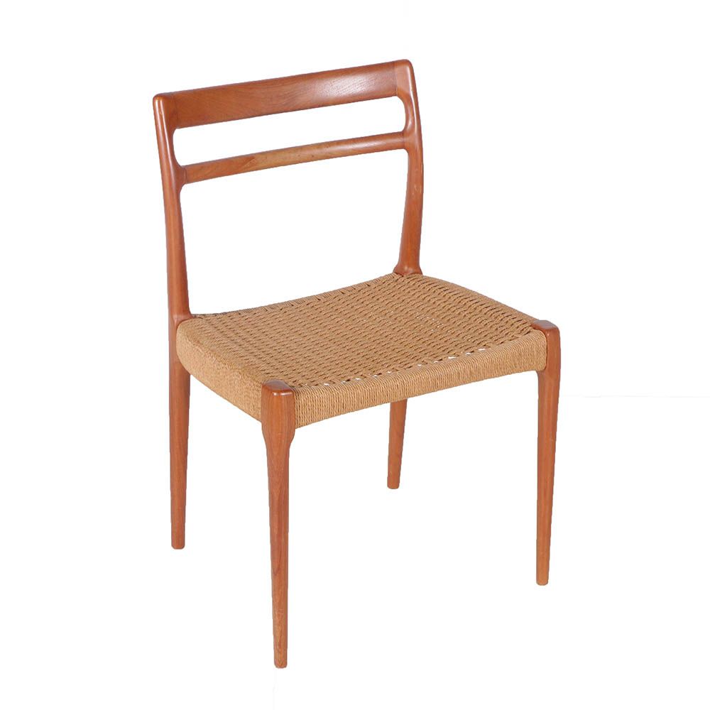 Danish Modern Style Teak Side Chair with Woven Seat