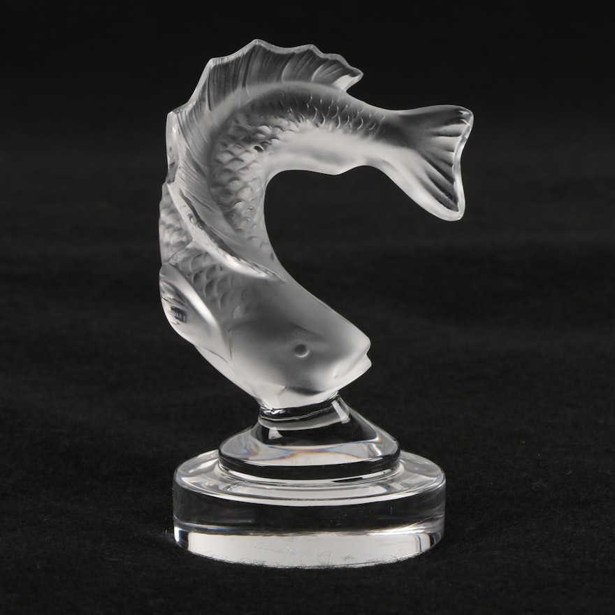 Lalique "Goujon" Frosted Crystal Paperweight