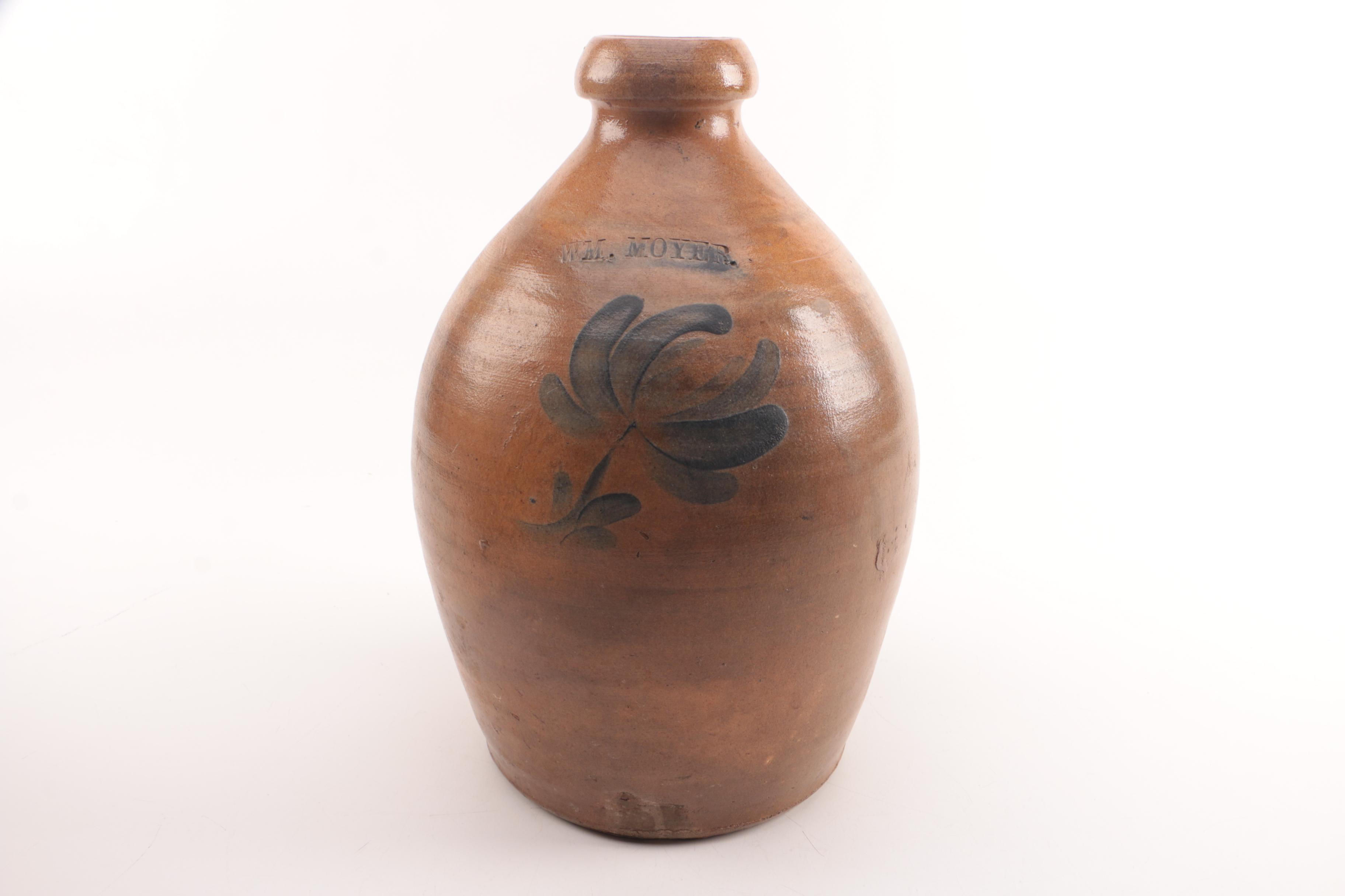 Antique William Moyer and Sipe, Nicholas & Co Stoneware Jugs