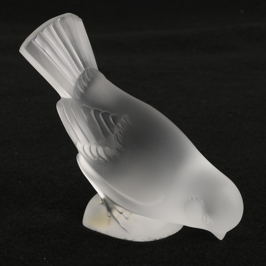 Lalique ' Sparrow with Head Down" Crystal Figurine