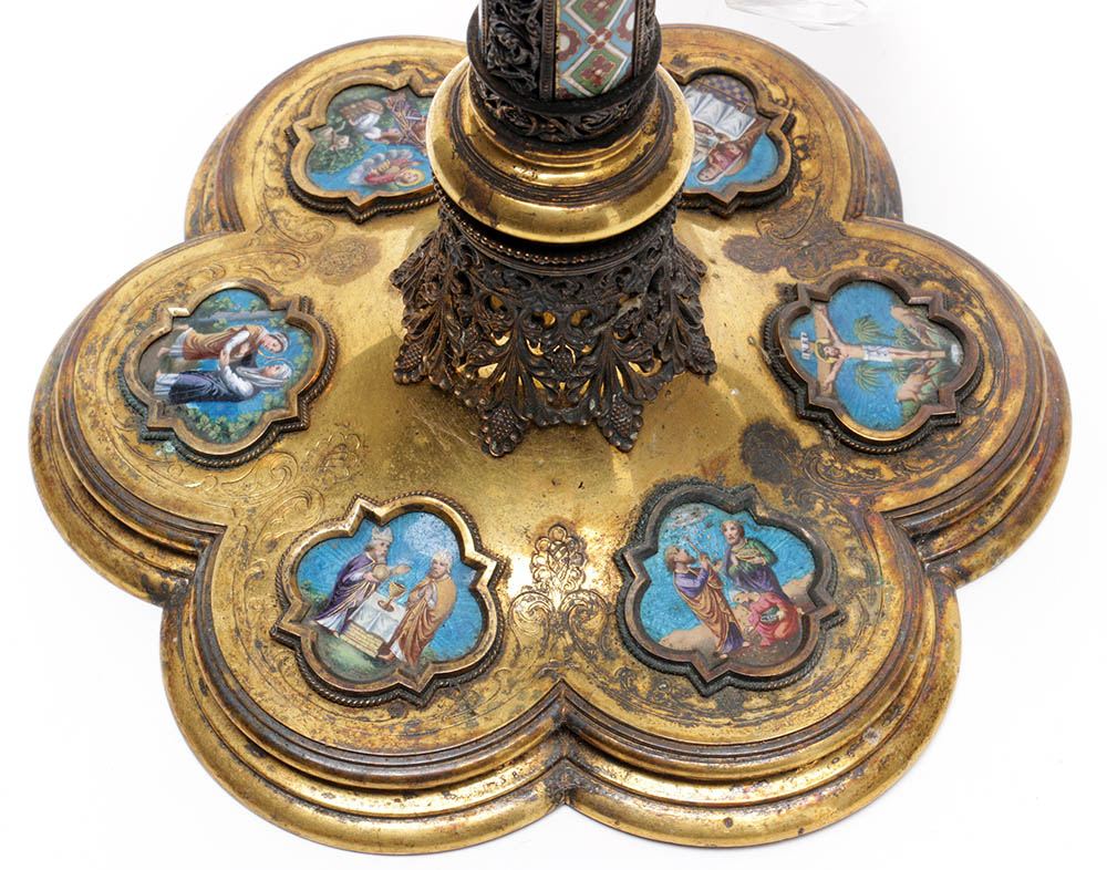 Wilhelm Rauscher German Gilt Monstrance with Enameled Medallions