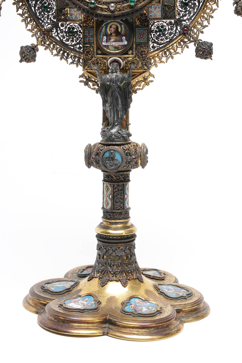 Wilhelm Rauscher German Gilt Monstrance with Enameled Medallions