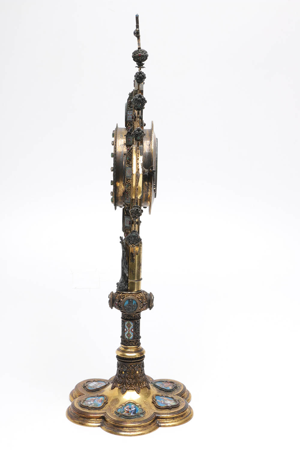 Wilhelm Rauscher German Gilt Monstrance with Enameled Medallions