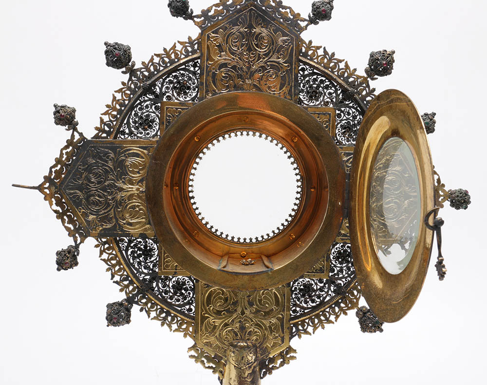 Wilhelm Rauscher German Gilt Monstrance with Enameled Medallions