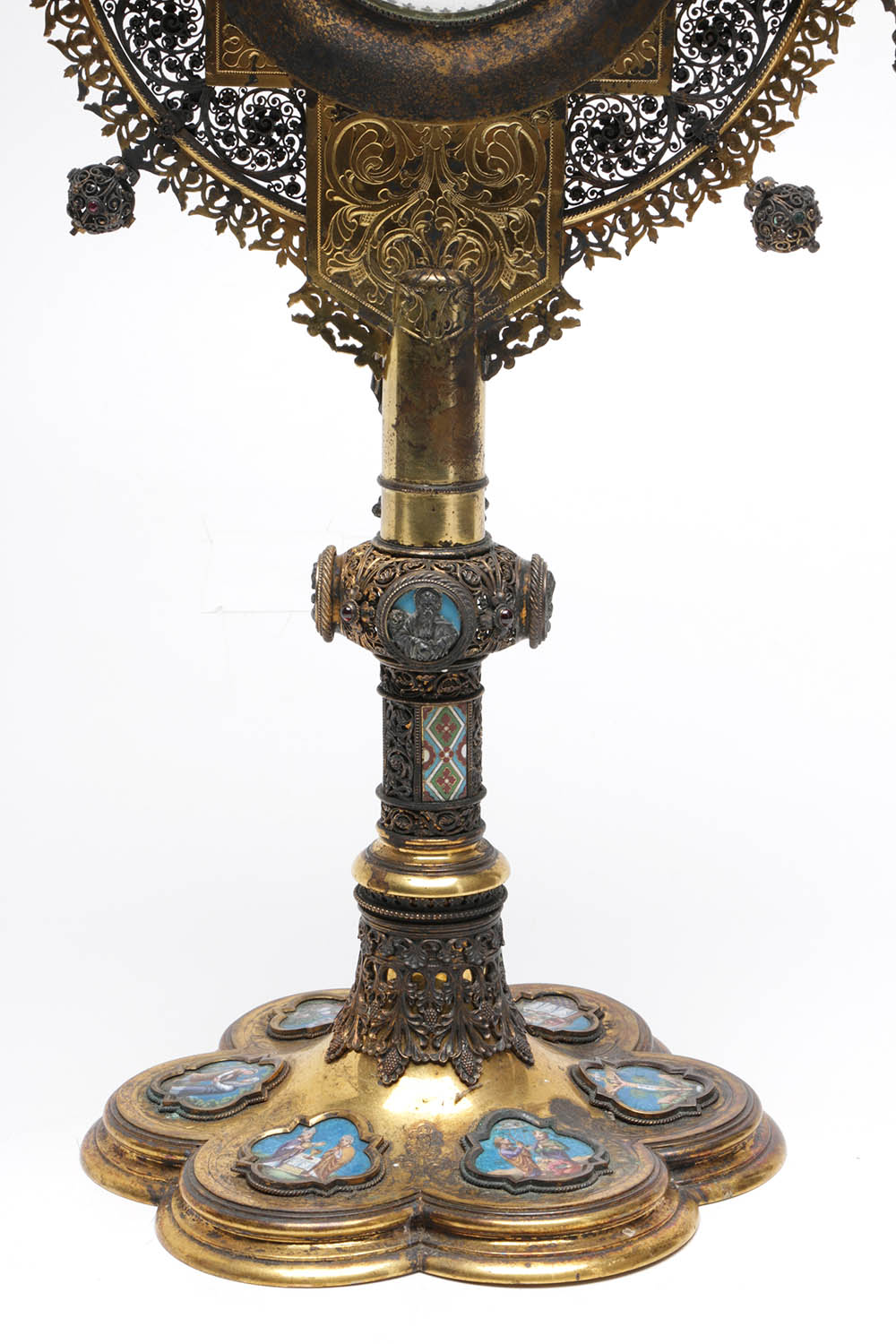 Wilhelm Rauscher German Gilt Monstrance with Enameled Medallions