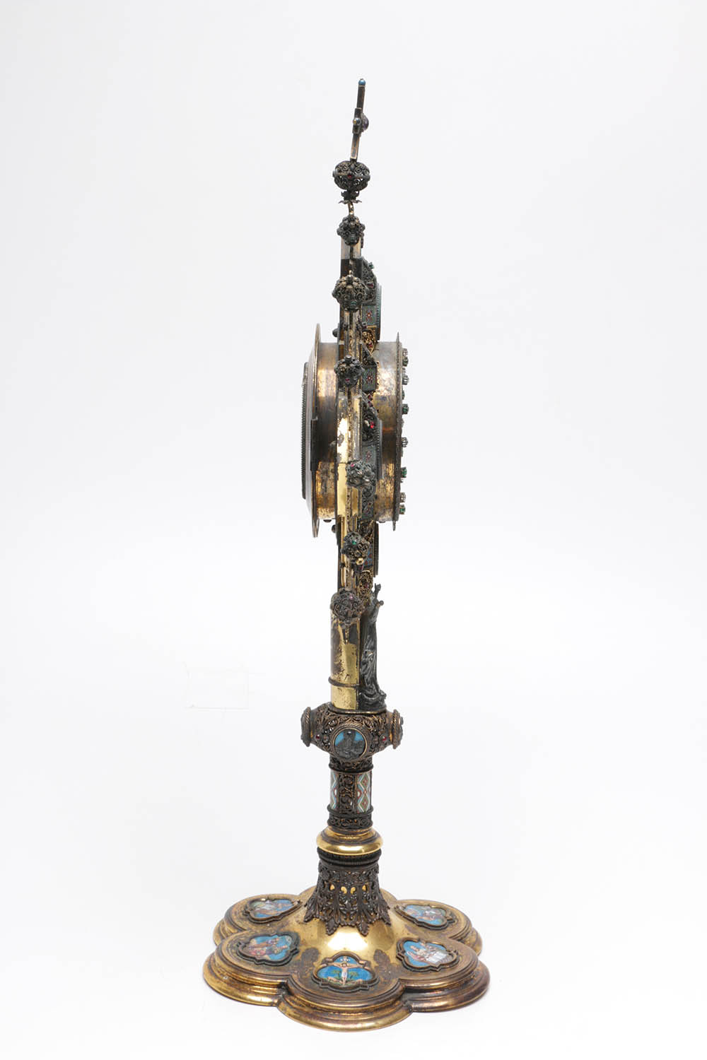 Wilhelm Rauscher German Gilt Monstrance with Enameled Medallions