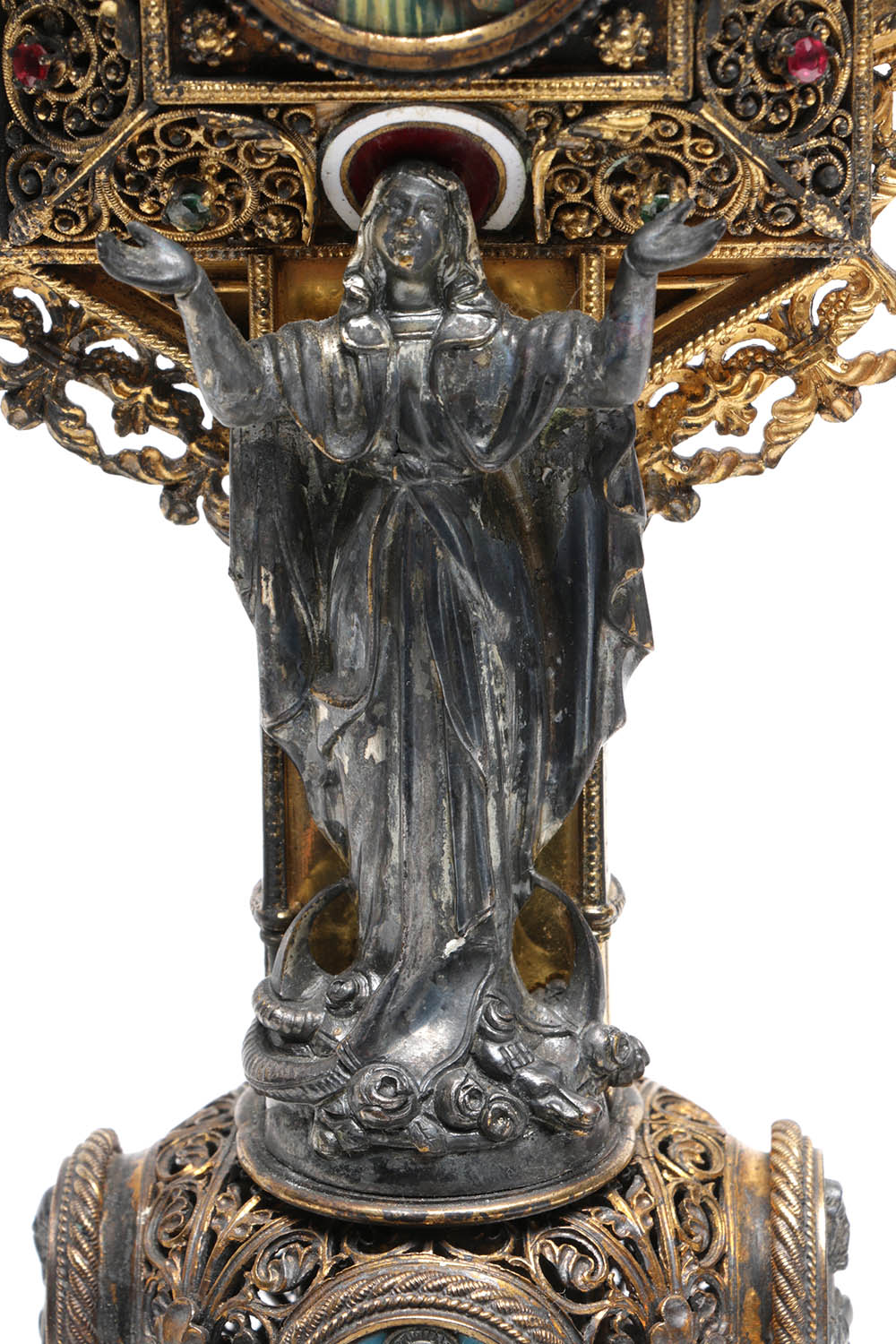 Wilhelm Rauscher German Gilt Monstrance with Enameled Medallions
