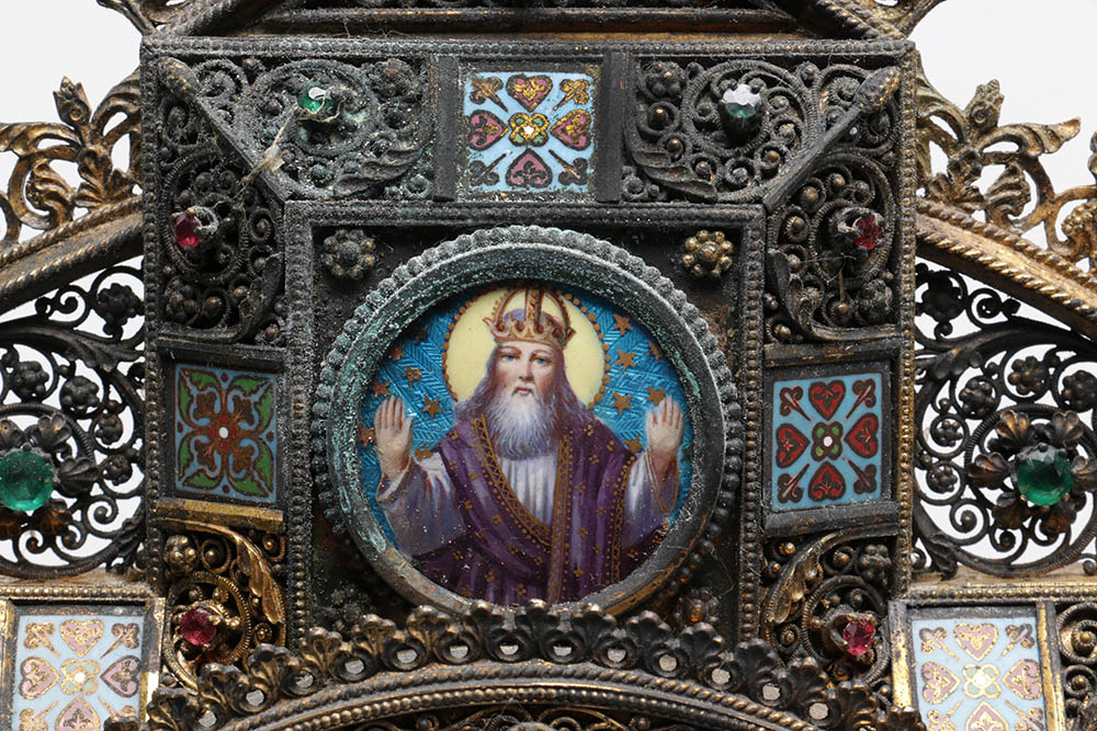 Wilhelm Rauscher German Gilt Monstrance with Enameled Medallions