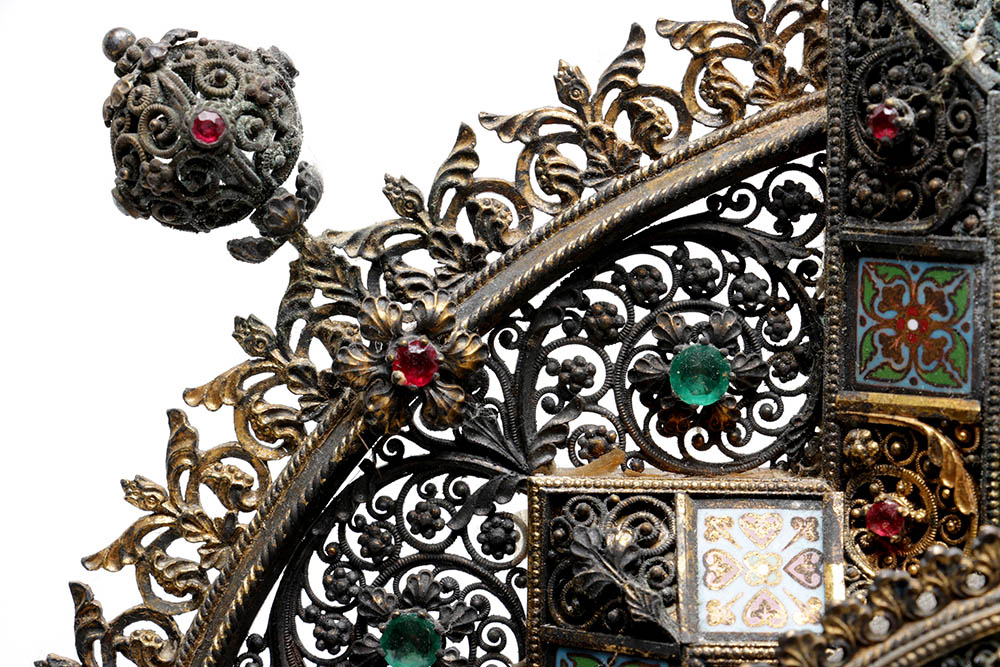 Wilhelm Rauscher German Gilt Monstrance with Enameled Medallions