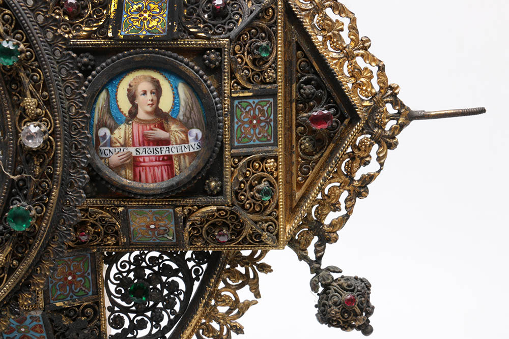 Wilhelm Rauscher German Gilt Monstrance with Enameled Medallions