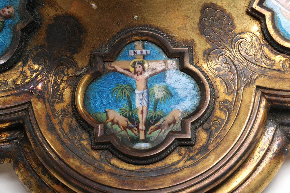 Wilhelm Rauscher German Gilt Monstrance with Enameled Medallions