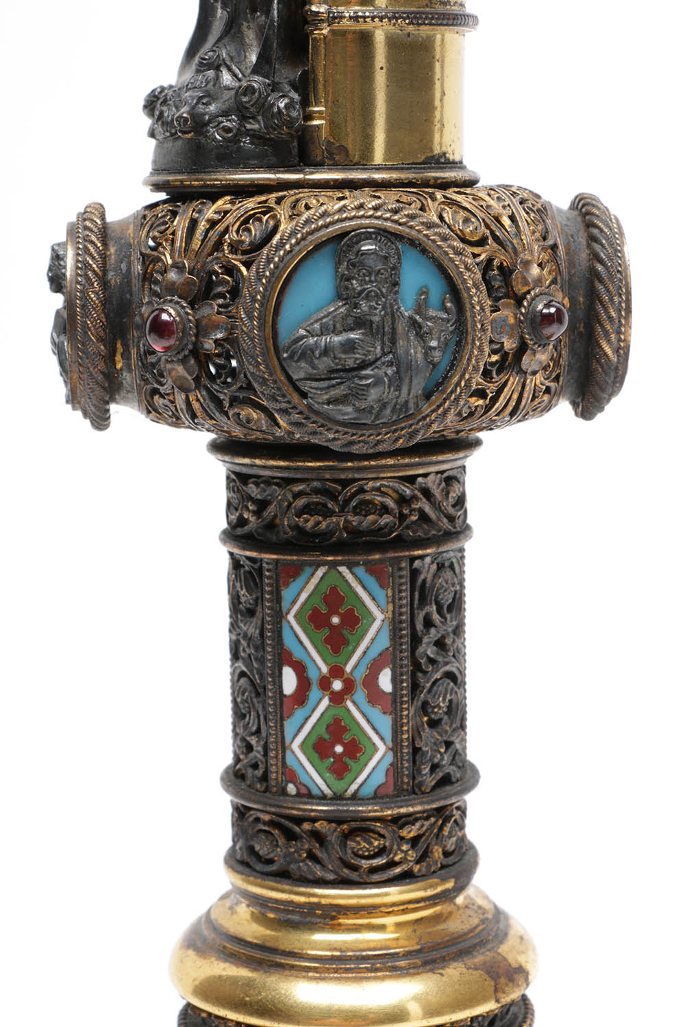 Wilhelm Rauscher German Gilt Monstrance with Enameled Medallions