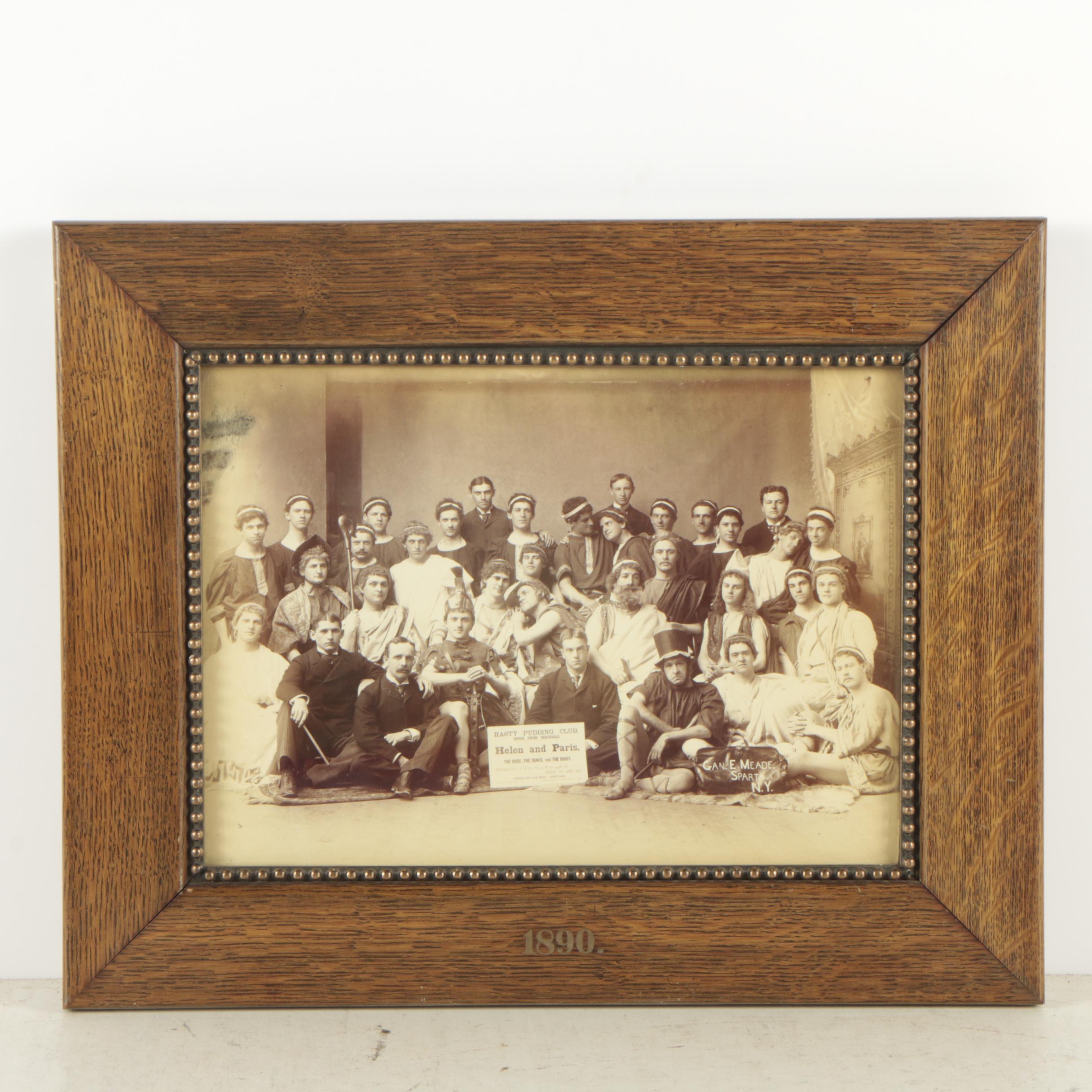 Antique Photograph of Harvard's "Hasty Pudding Club" Theatrical Group, 1890