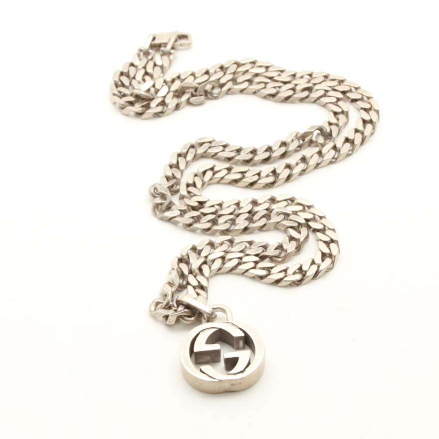 Gucci Sterling Silver Curb Link Chain Necklace