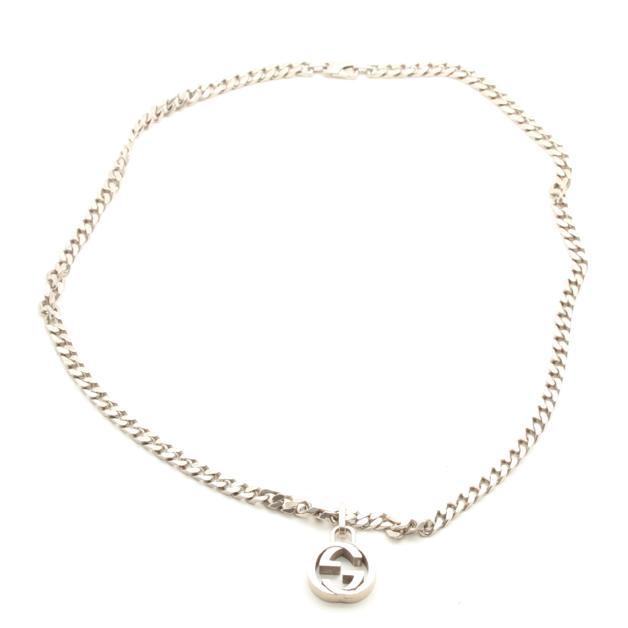 Gucci Sterling Silver Curb Link Chain Necklace