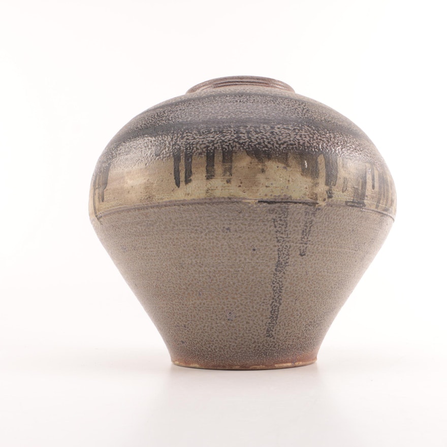 Large Wheel Thrown Stoneware Vase