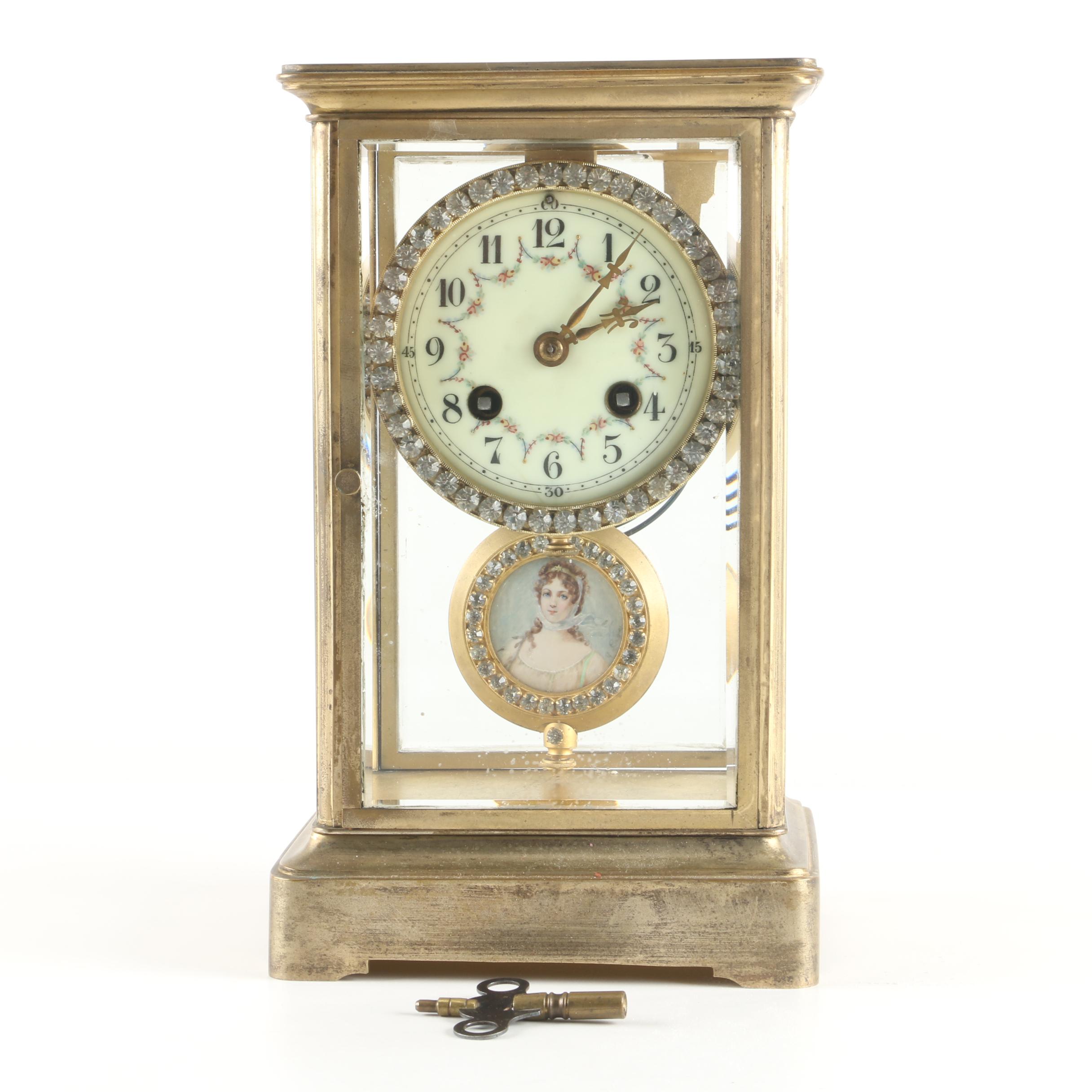 French H & H and Cie Medaille D'Argent Crystal Regulator Clock