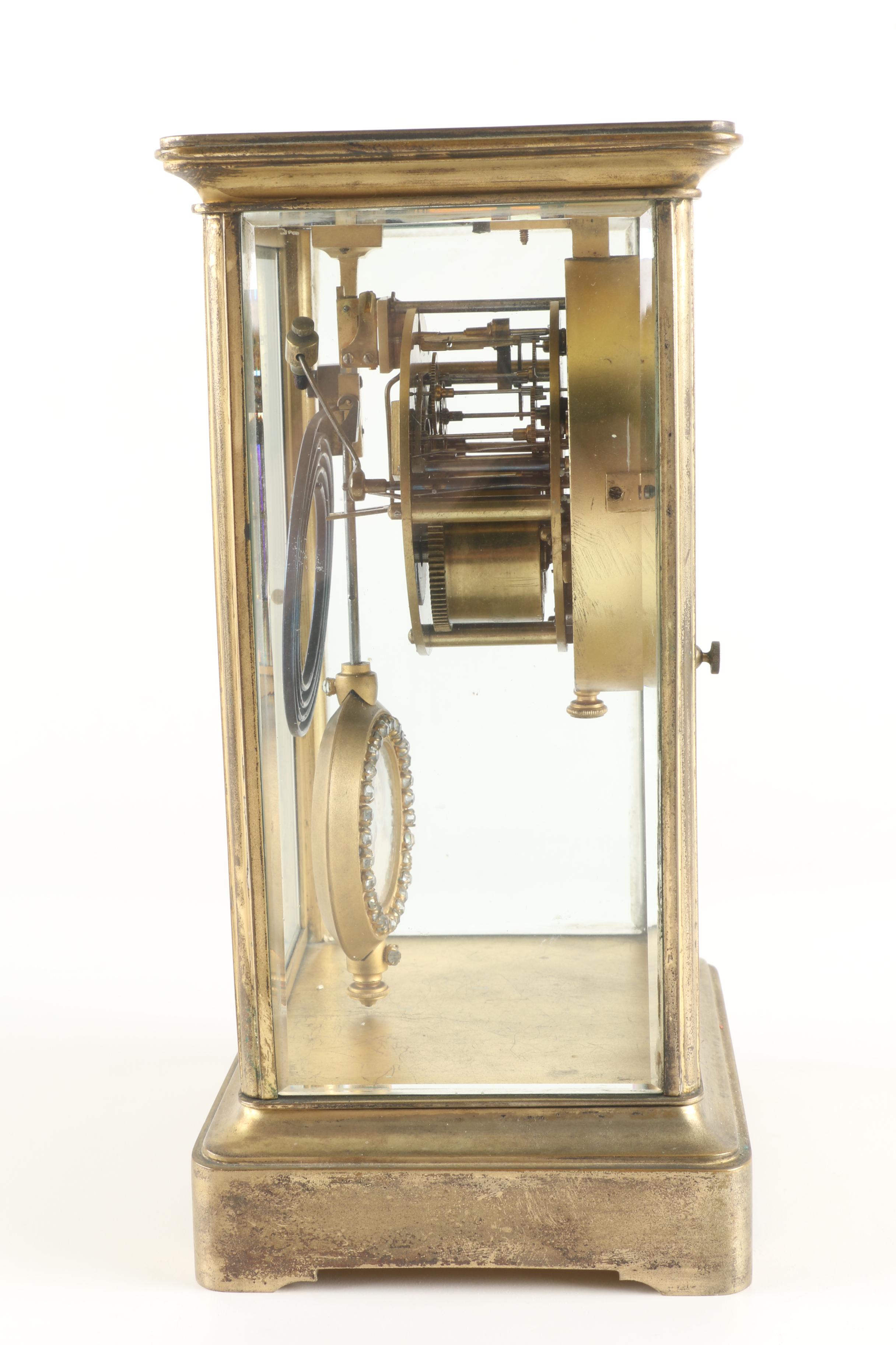 French H & H and Cie Medaille D'Argent Crystal Regulator Clock