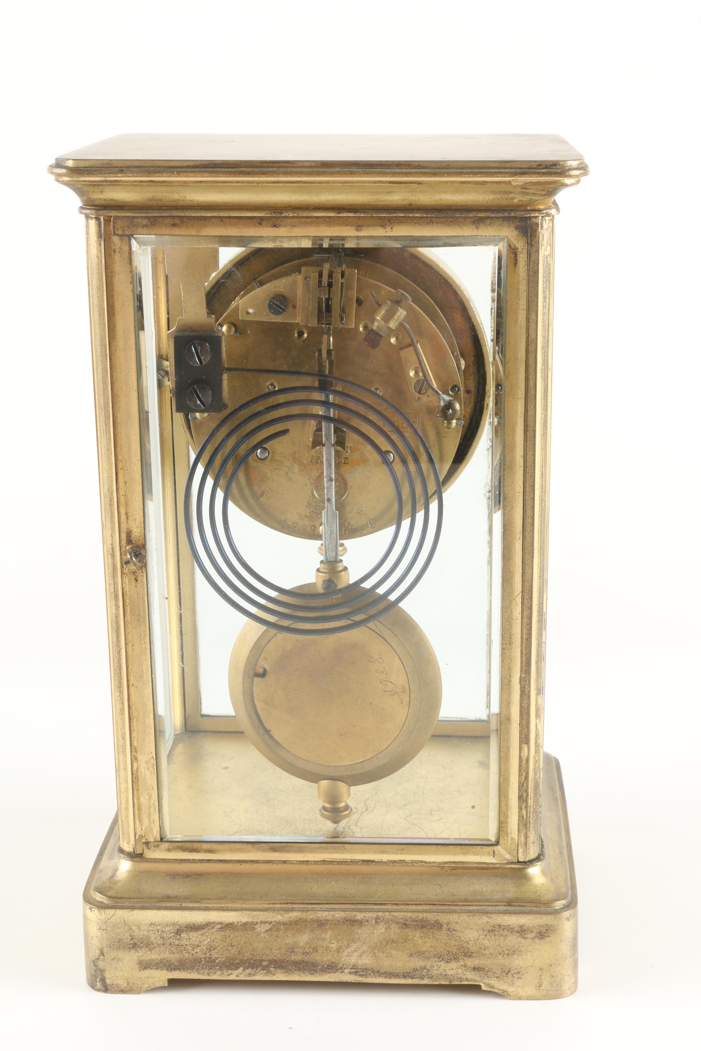 French H & H and Cie Medaille D'Argent Crystal Regulator Clock