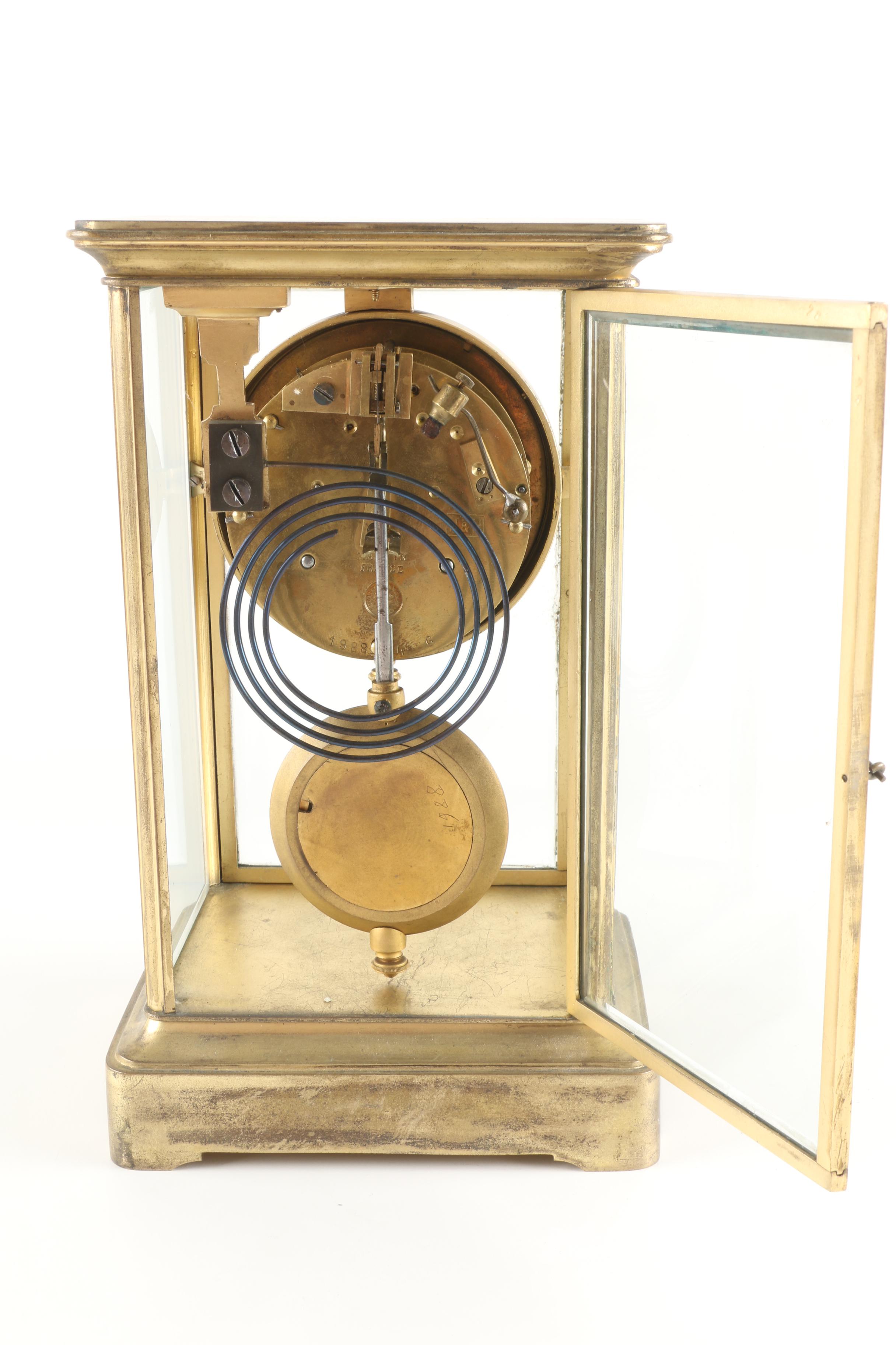 French H & H and Cie Medaille D'Argent Crystal Regulator Clock