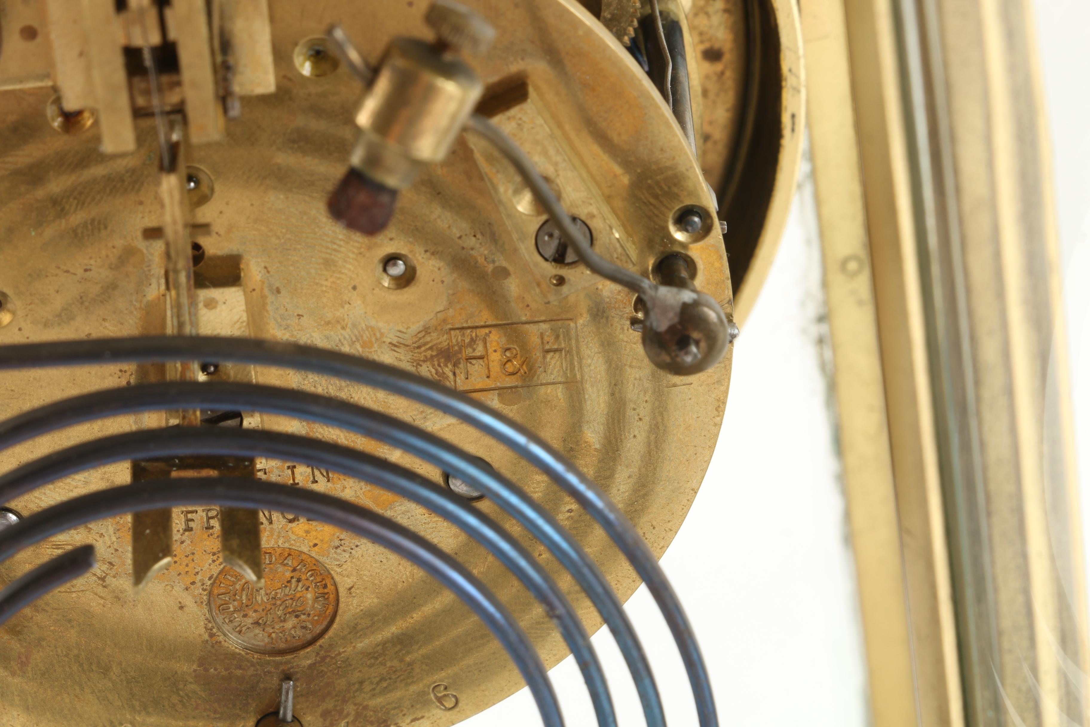 French H & H and Cie Medaille D'Argent Crystal Regulator Clock