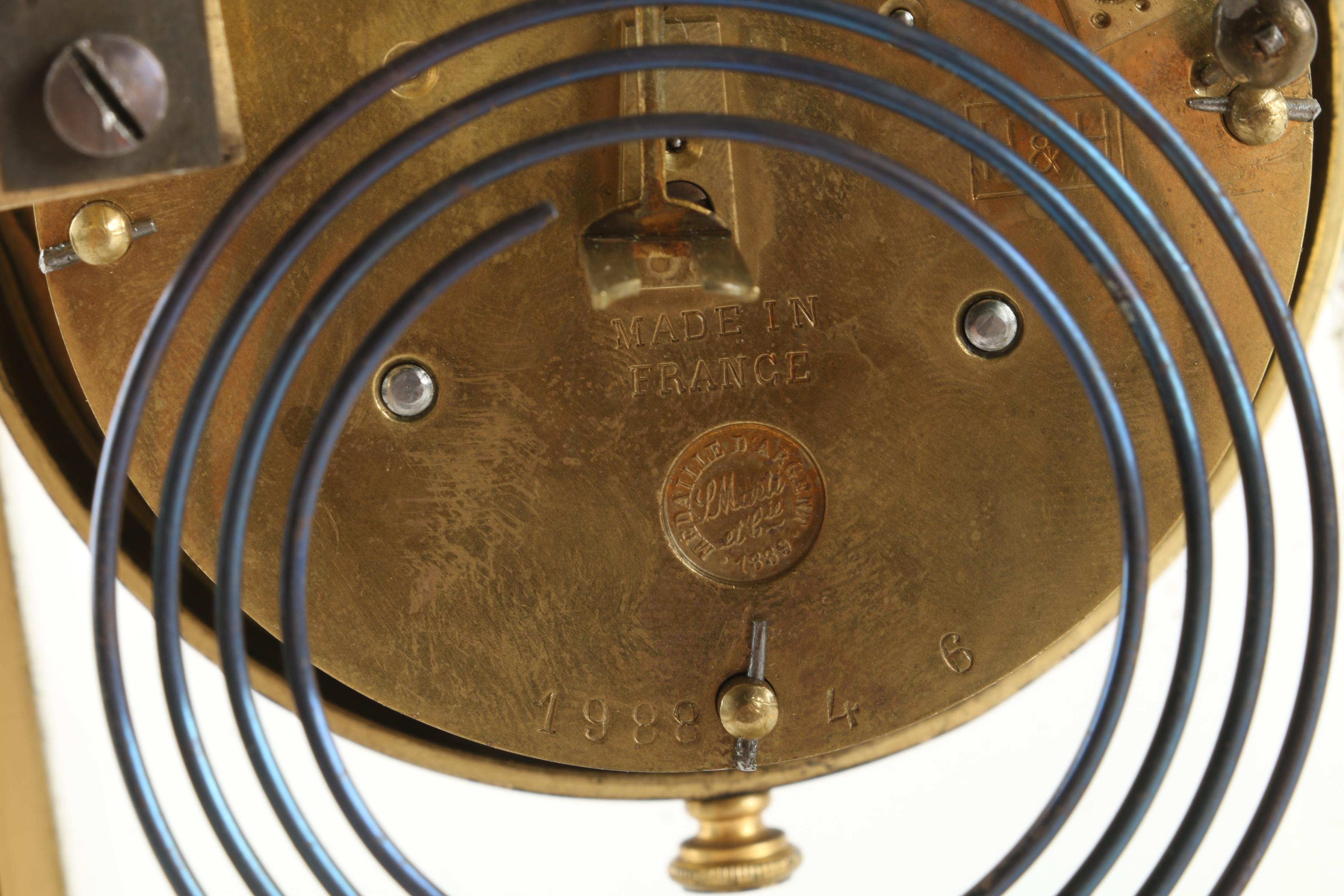 French H & H and Cie Medaille D'Argent Crystal Regulator Clock