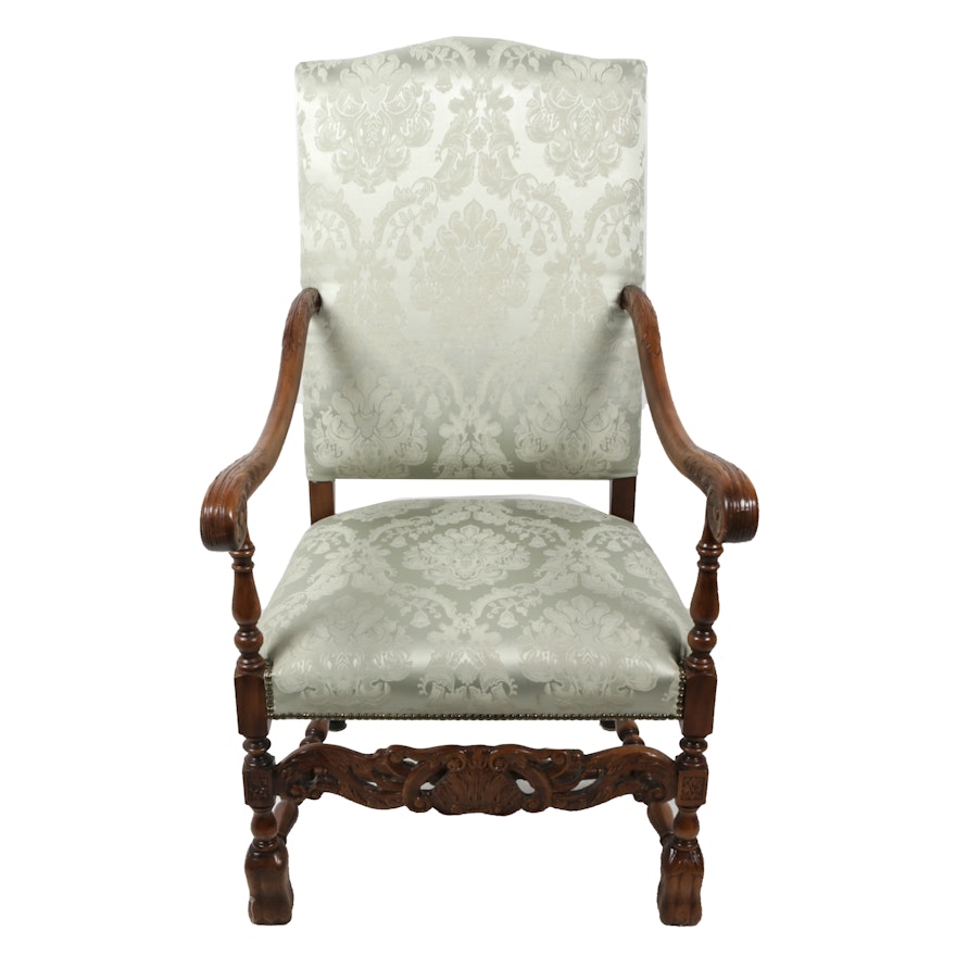 Spanish Baroque Style Upholstered Armchair