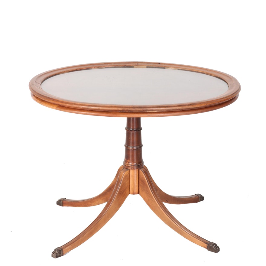 Oval Side Table with Removable Glass Tray Top