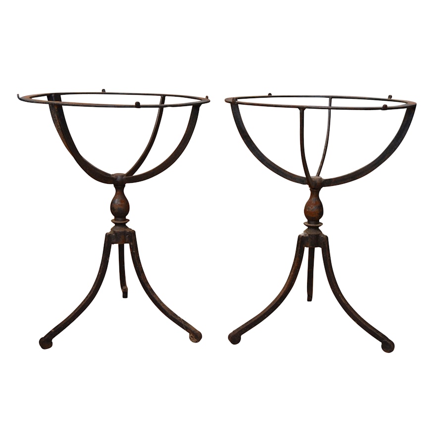 Pair of Vintage Neoclassic Style Iron Tables