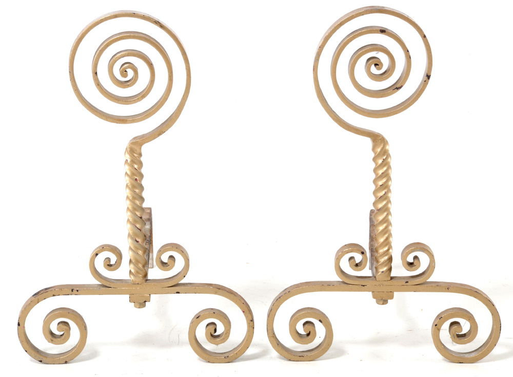 Victorian Aesthetic Style Wrought Iron Andirons