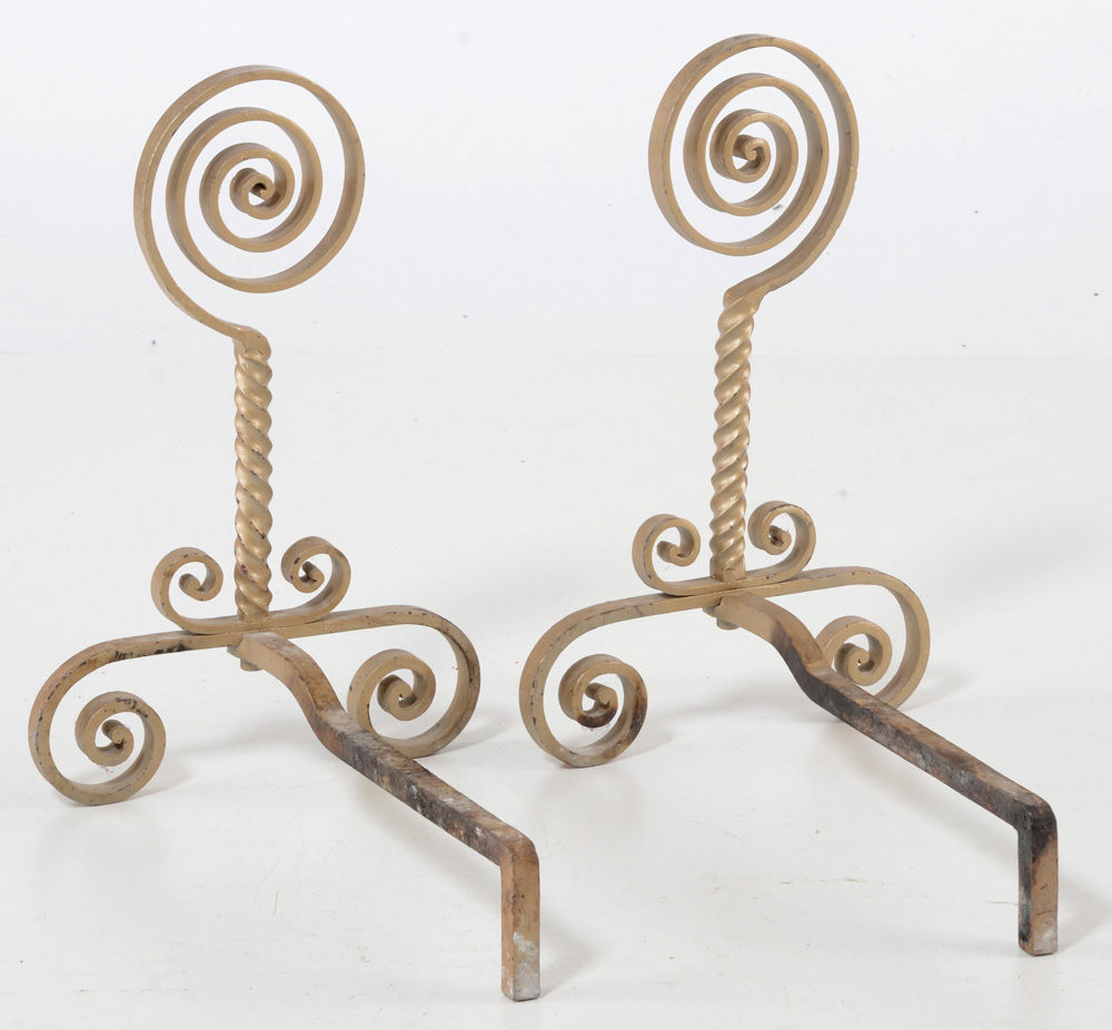 Victorian Aesthetic Style Wrought Iron Andirons