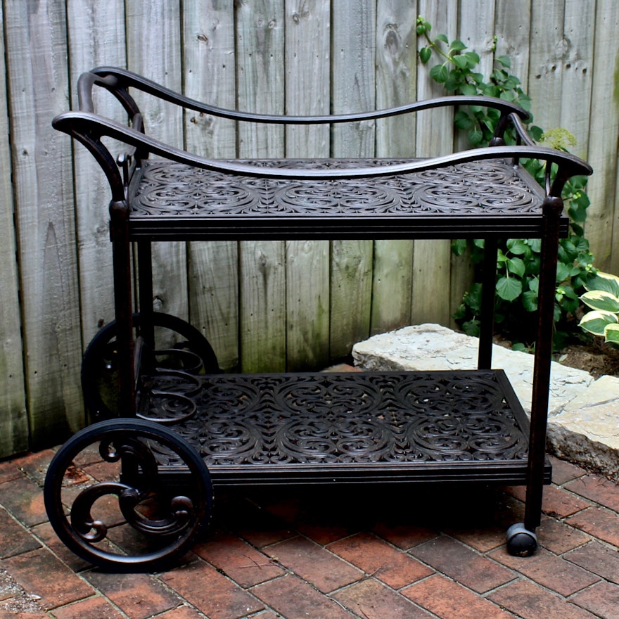 Outdoor Patio Cast Aluminum Bar Cart