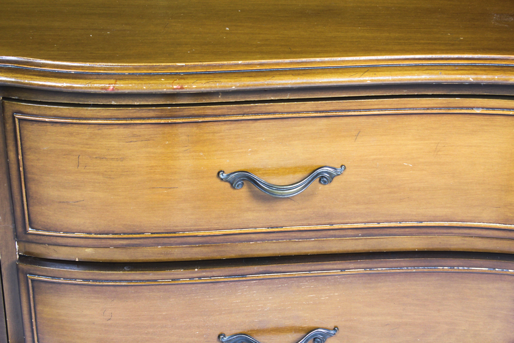 Vintage Drexel "Touraine Brittany" Wood Veneer Dresser with Mirror