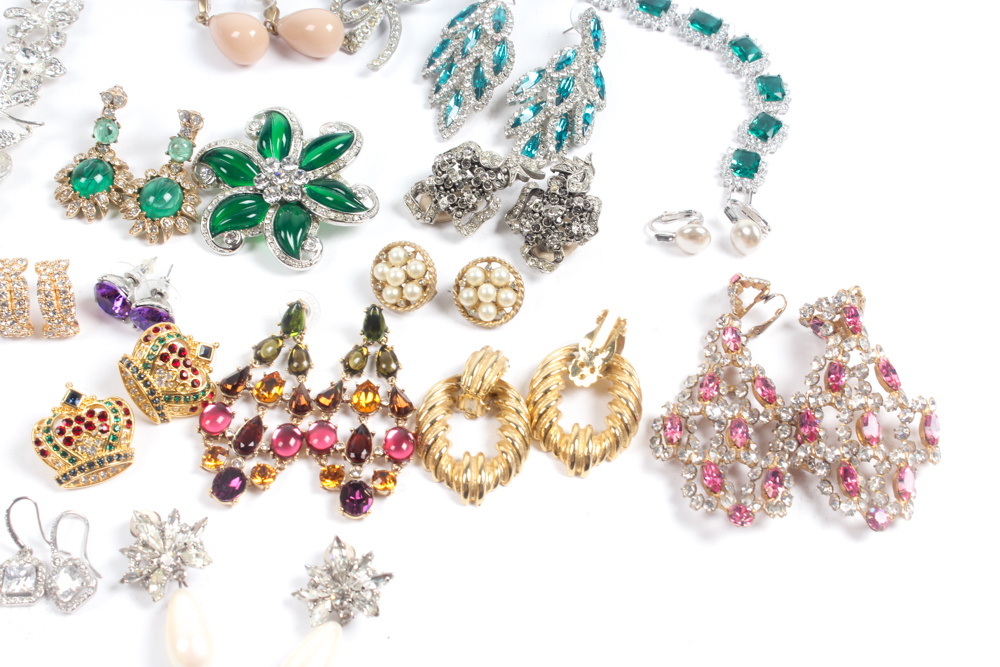 Multi-Colored Rhinestone Accented Costume Jewelry