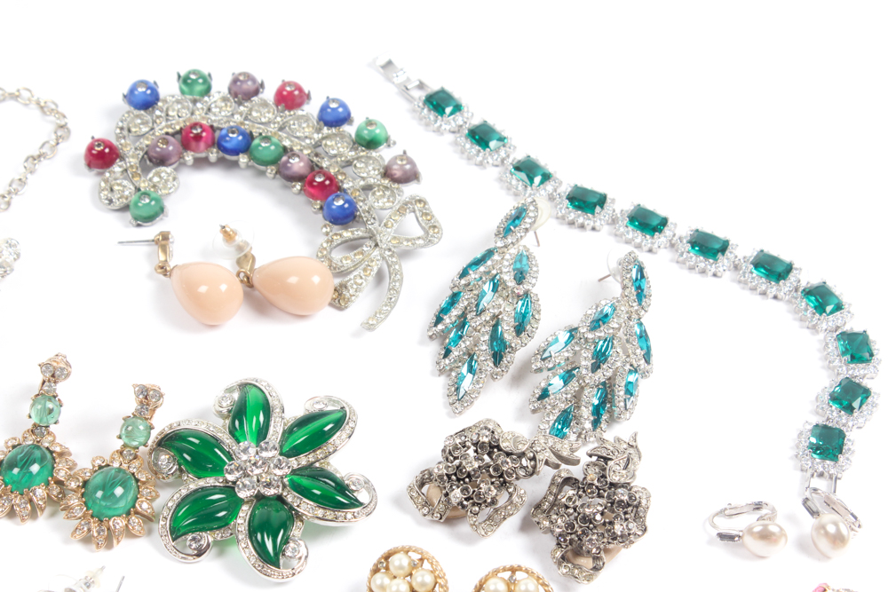 Multi-Colored Rhinestone Accented Costume Jewelry