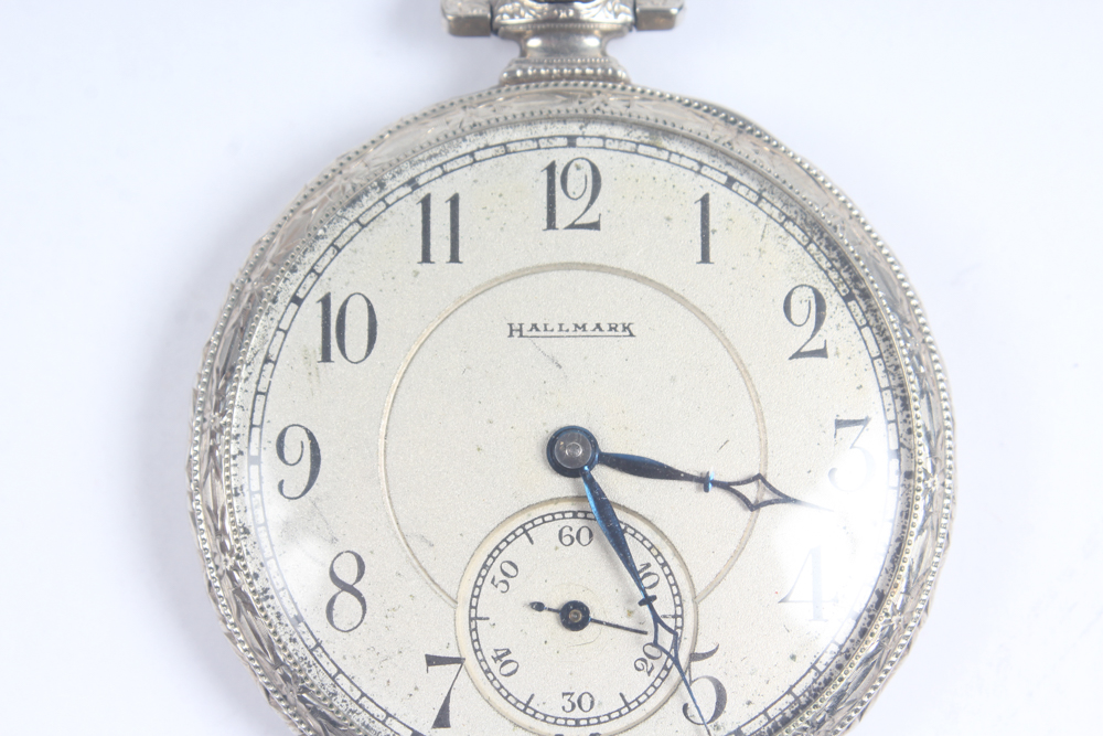 Antique Hallmark 14K White Gold Filled Pocket Watch
