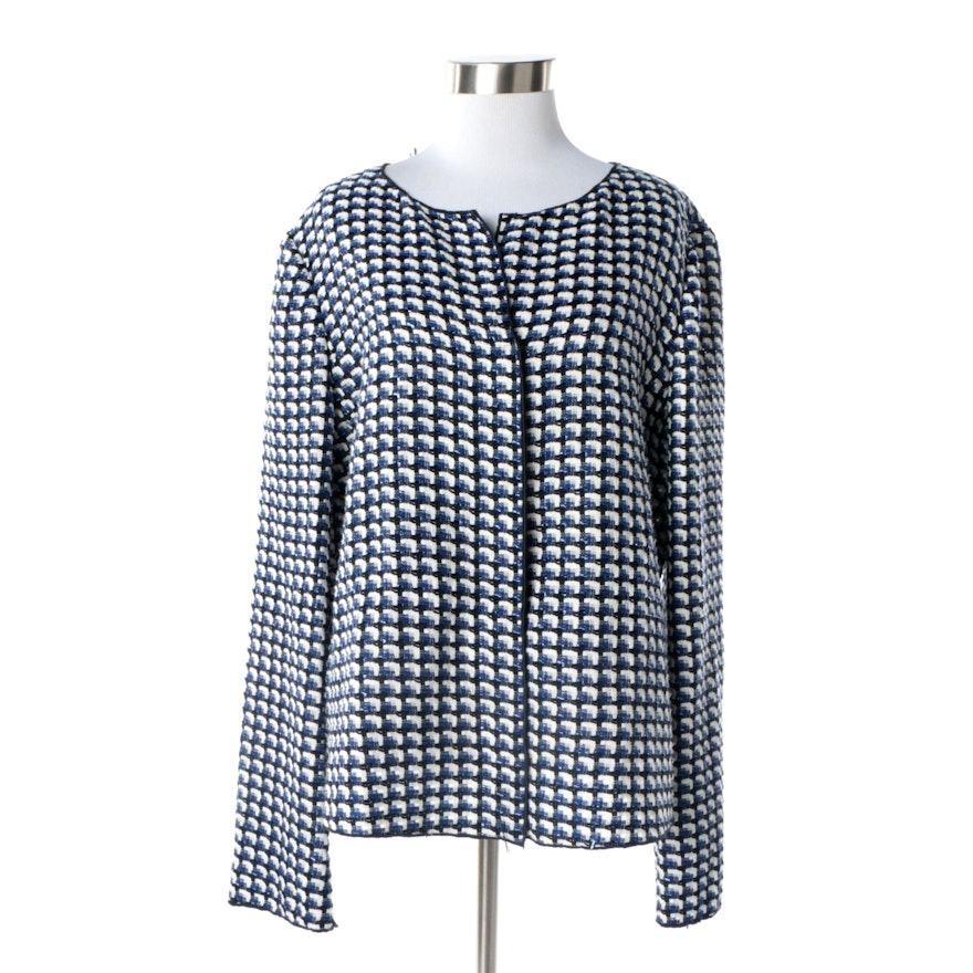 Women's Armani Collezioni White, Blue and Black Cotton Blend Jacket