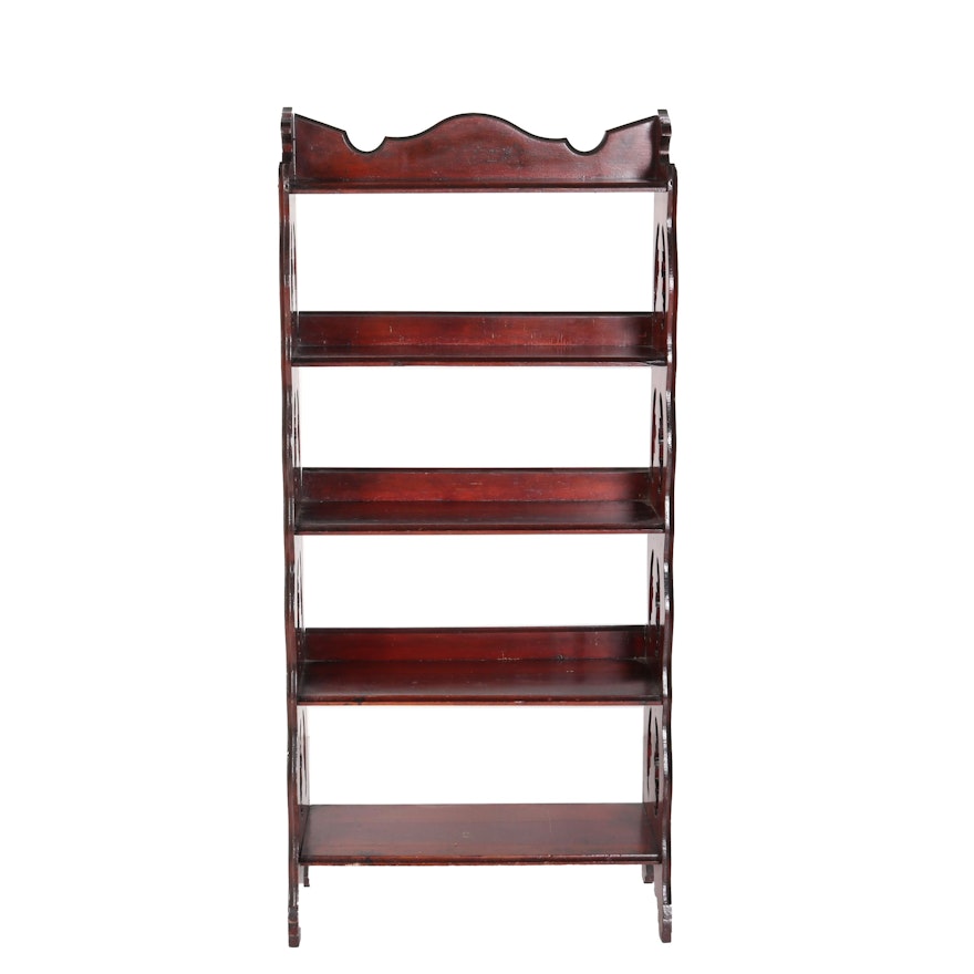 Wooden Shelving Unit with Pierced Sides and Graduated Shelves