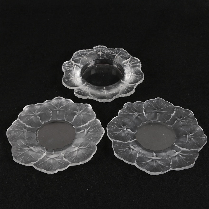 Lalique "Honfleur" Crystal Underplates and Deep Saucer